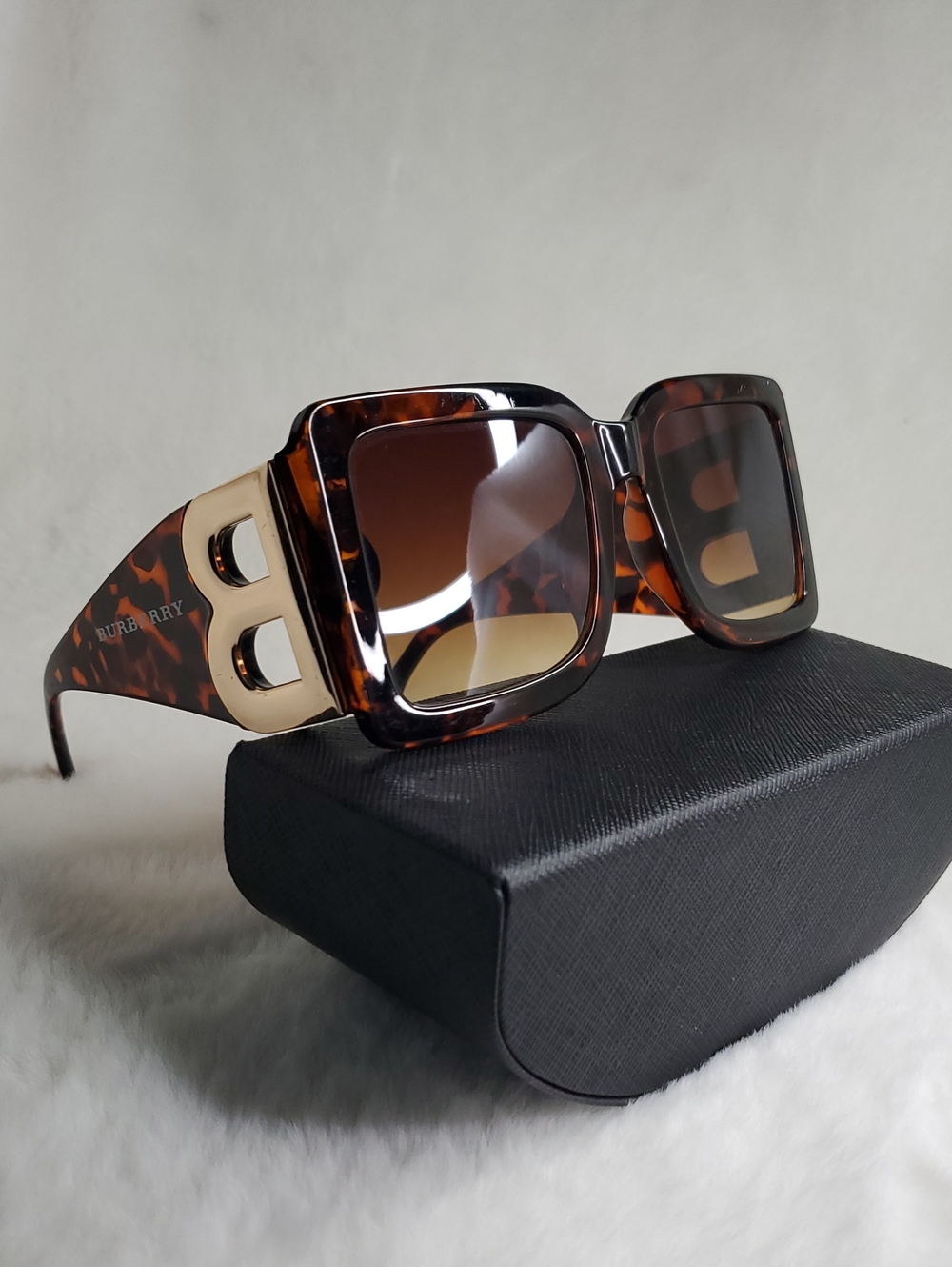 Burb Tortoiseshell Square Sunglasses with Gold Accents